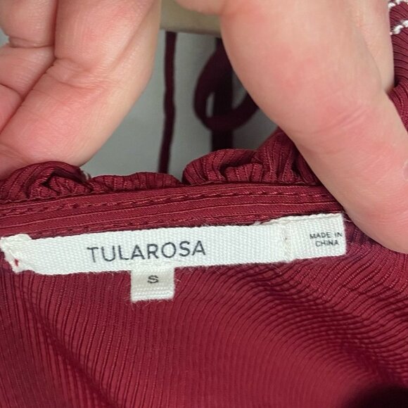 Revolve Tularosa Heather Blouse Burgundy Red Ruffle Womens Size Small Bohemian S - Picture 4 of 15